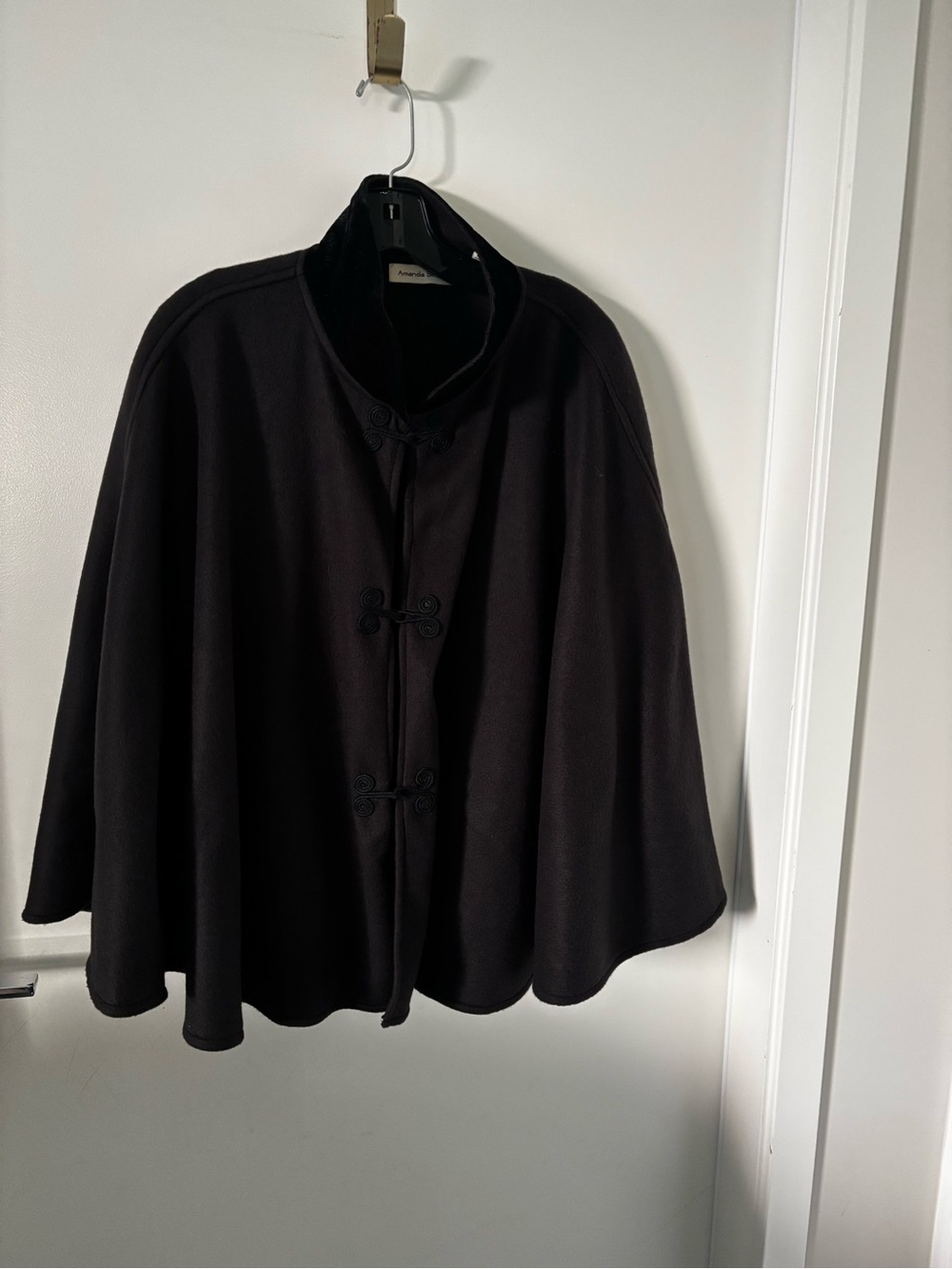 Amanda Smith Black Cape Coat with Frog Closures